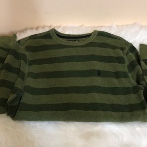 Volcom green stripe thermal long sleeve